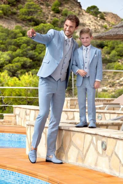 Costume homme et enfant bleu ciel