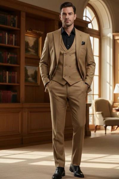 Costume marié beige clair