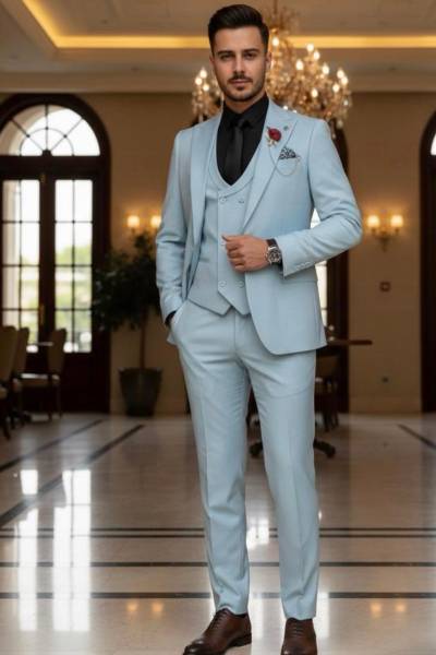 Costume marié bleu ciel