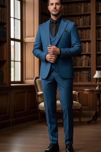 Costume marié bleu roi