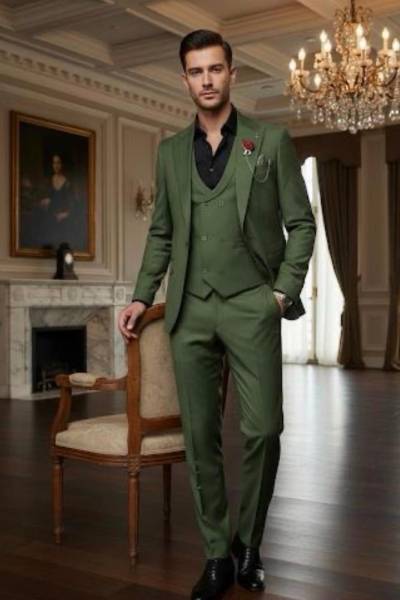 Costume marié vert bouteille